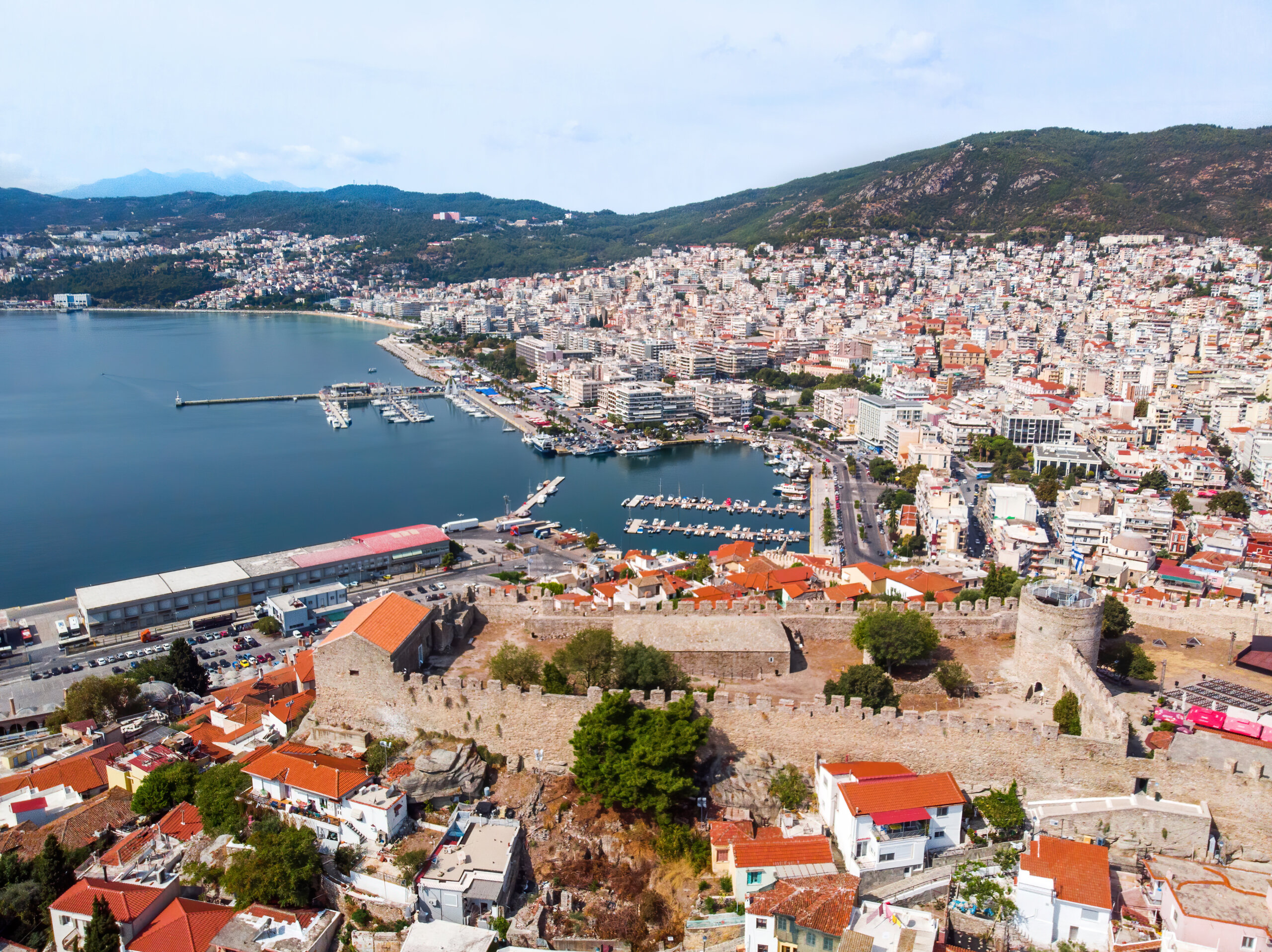 Panoramic view of Kavala, Greece